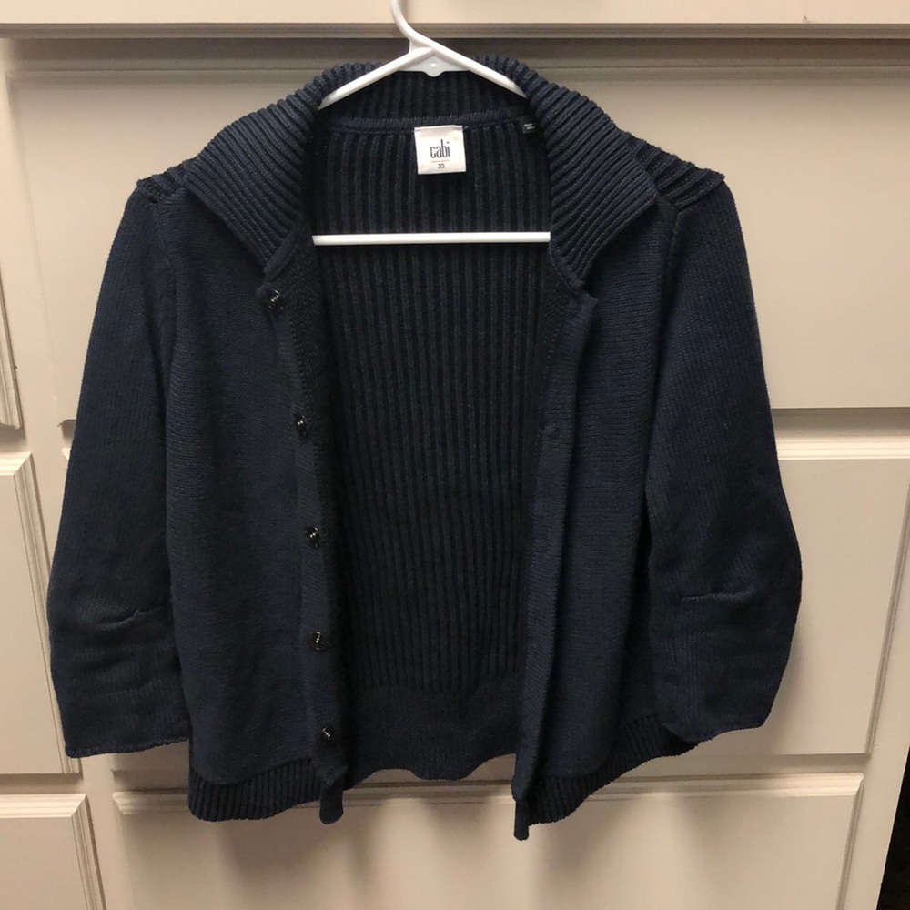 Navy blue cabi 3/4 length sweater never worn XS